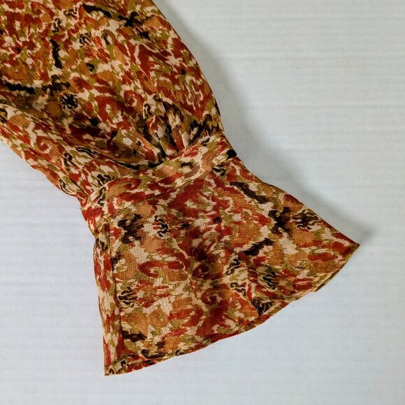 ZARA Womens Button Down The Nico Blouse Top Size S Red Brown Print NWT - Picture 4 of 6